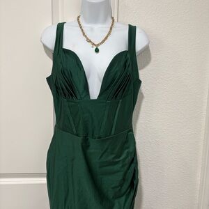 Fashion Nova Deep Green Prom Dress